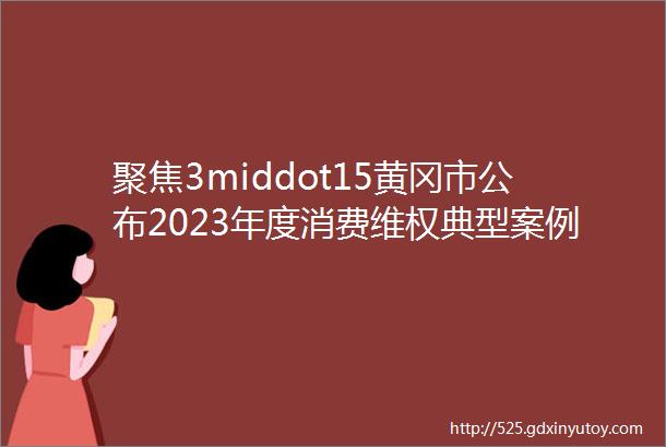 聚焦3middot15黄冈市公布2023年度消费维权典型案例